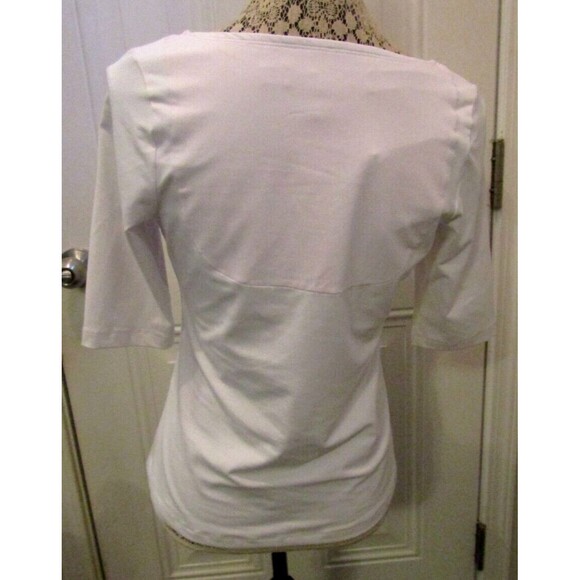 Gretchen Scott V Neck Tee NWT White Second Skin Top Blouse Retail $109 Size XXS - Picture 5 of 9